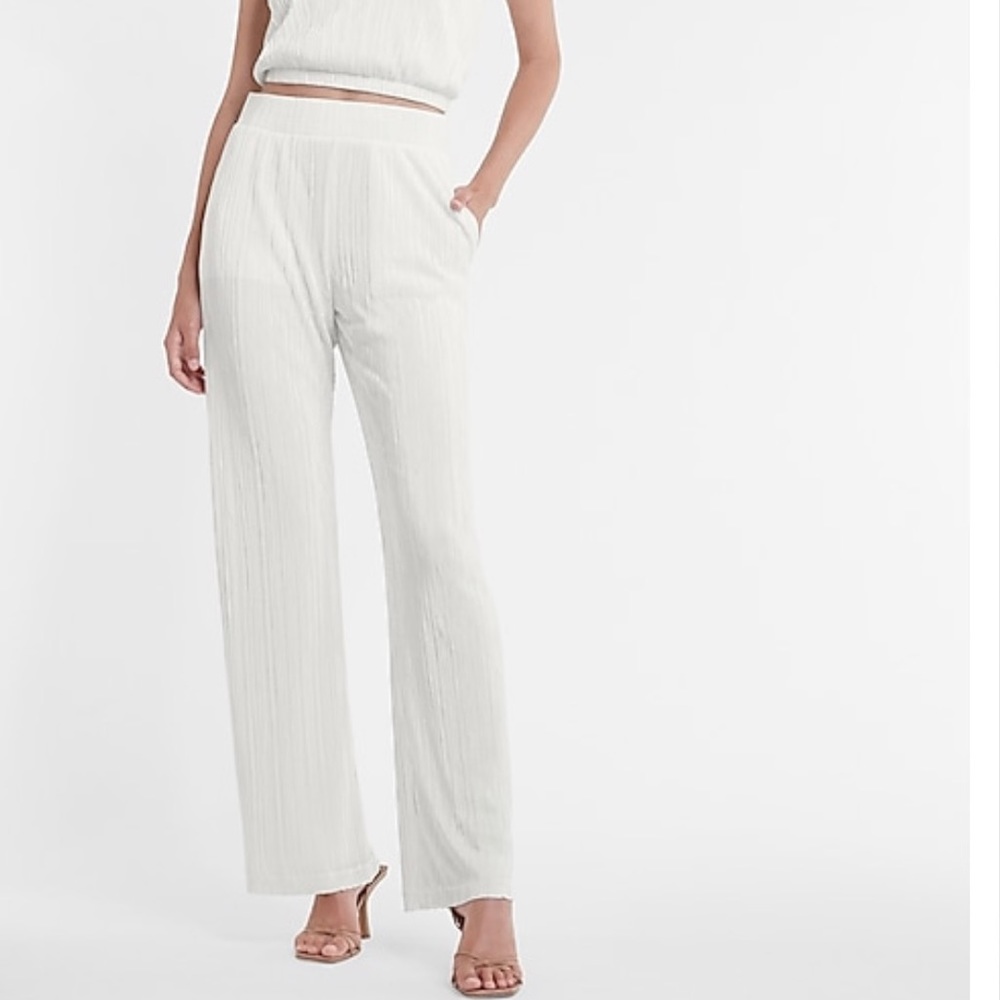 HIGH WAISTED CRINKLED WIDE LEG PANT EXPRESS SIZE:L